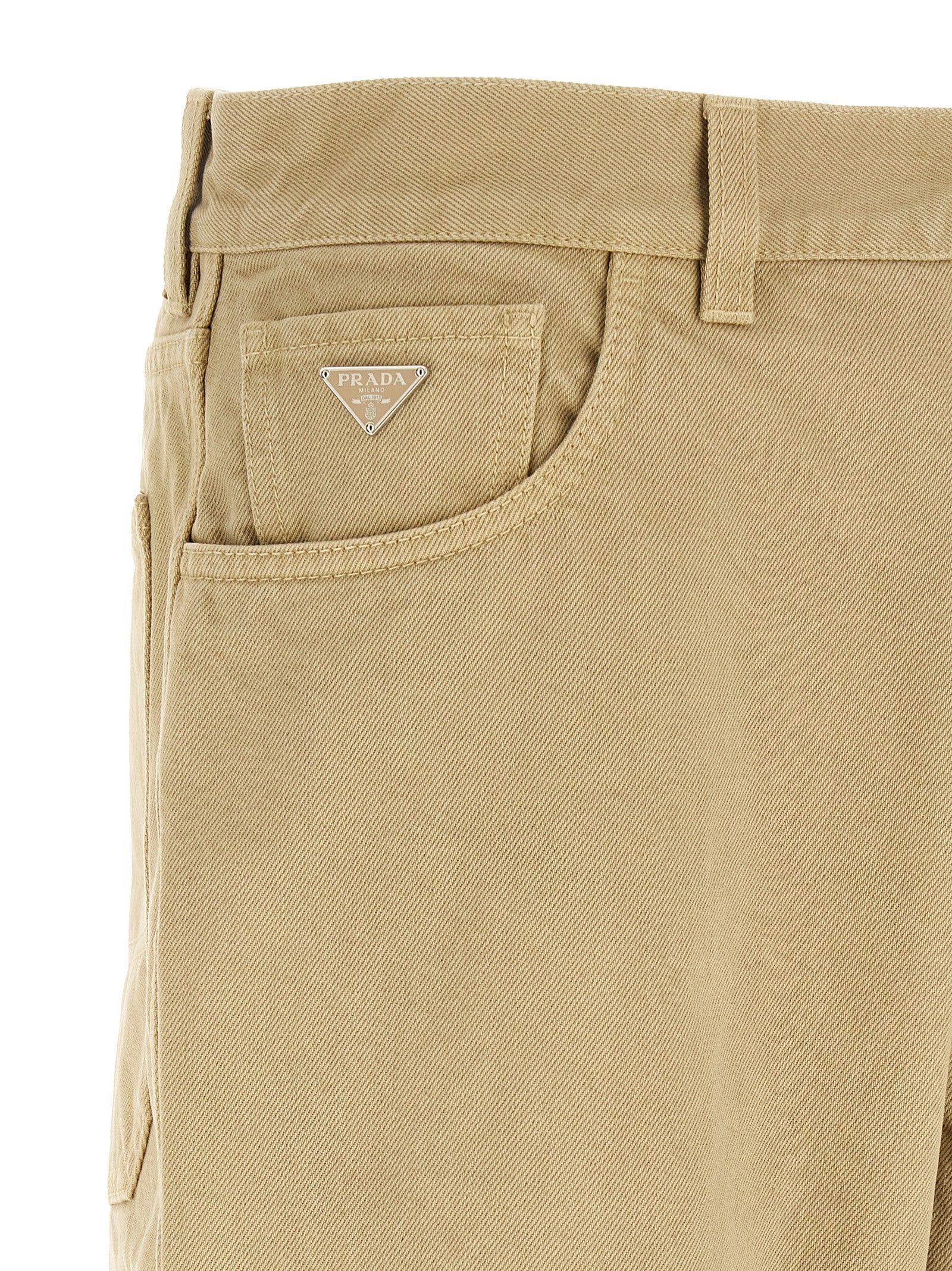 PRADA Triangle Jeans Beige
