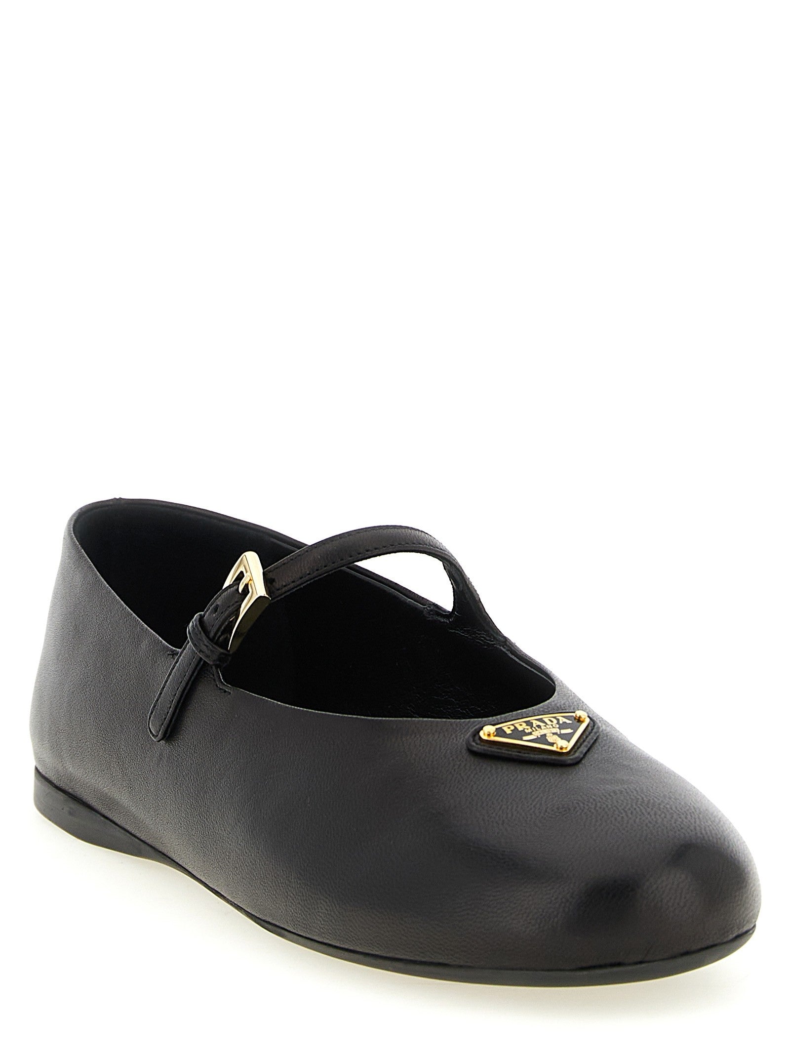 Prada Triangle Nappa Ballet Flats Black