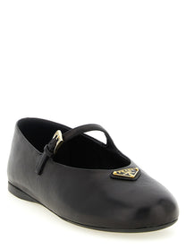 Prada Triangle Nappa Ballet Flats Black
