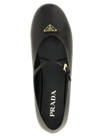 Prada Triangle Nappa Ballet Flats Black