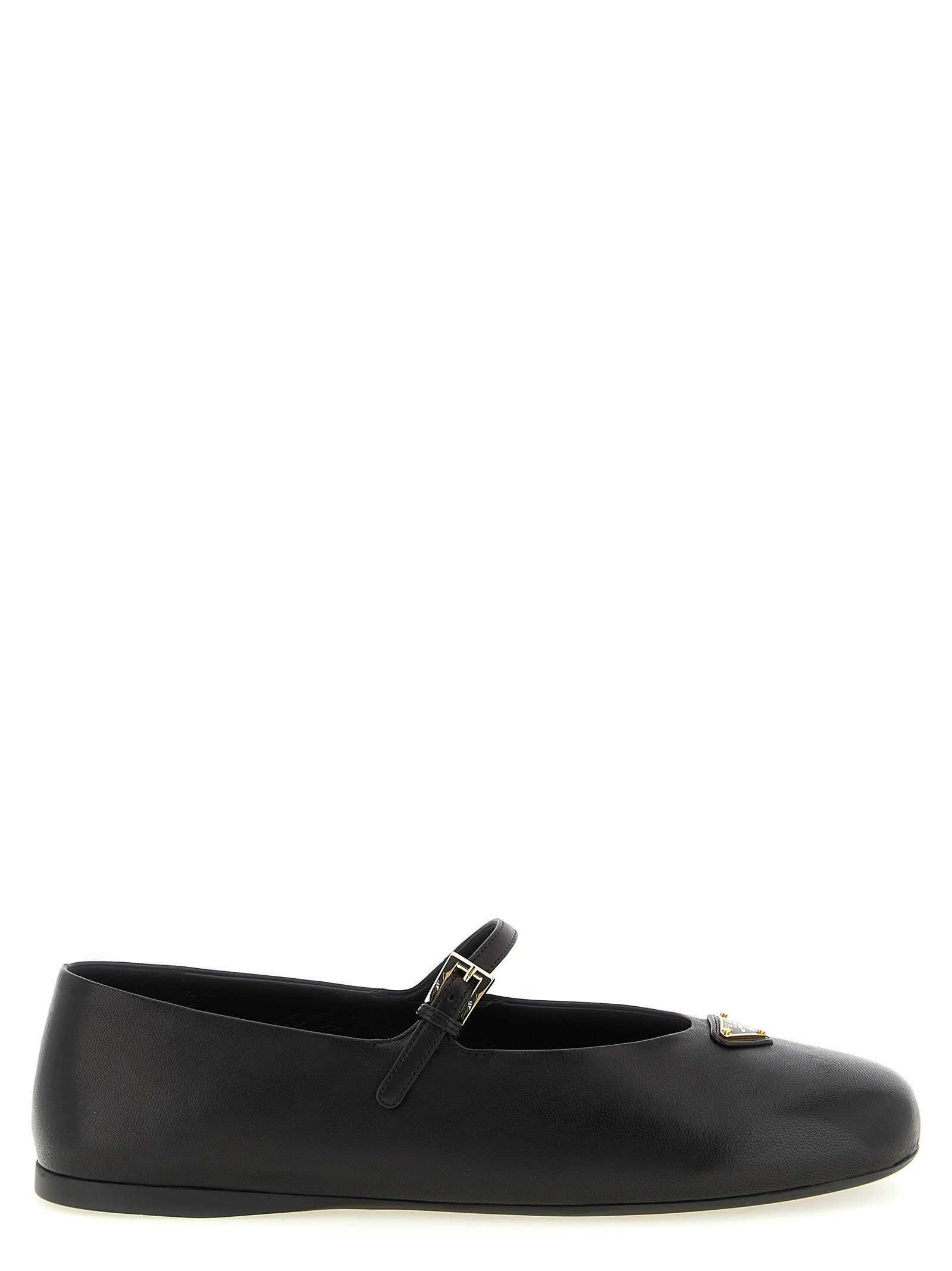 Prada Triangle Nappa Ballet Flats Black