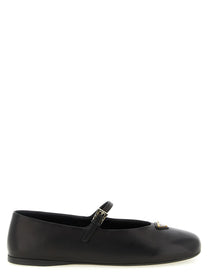 Prada Triangle Nappa Ballet Flats Black