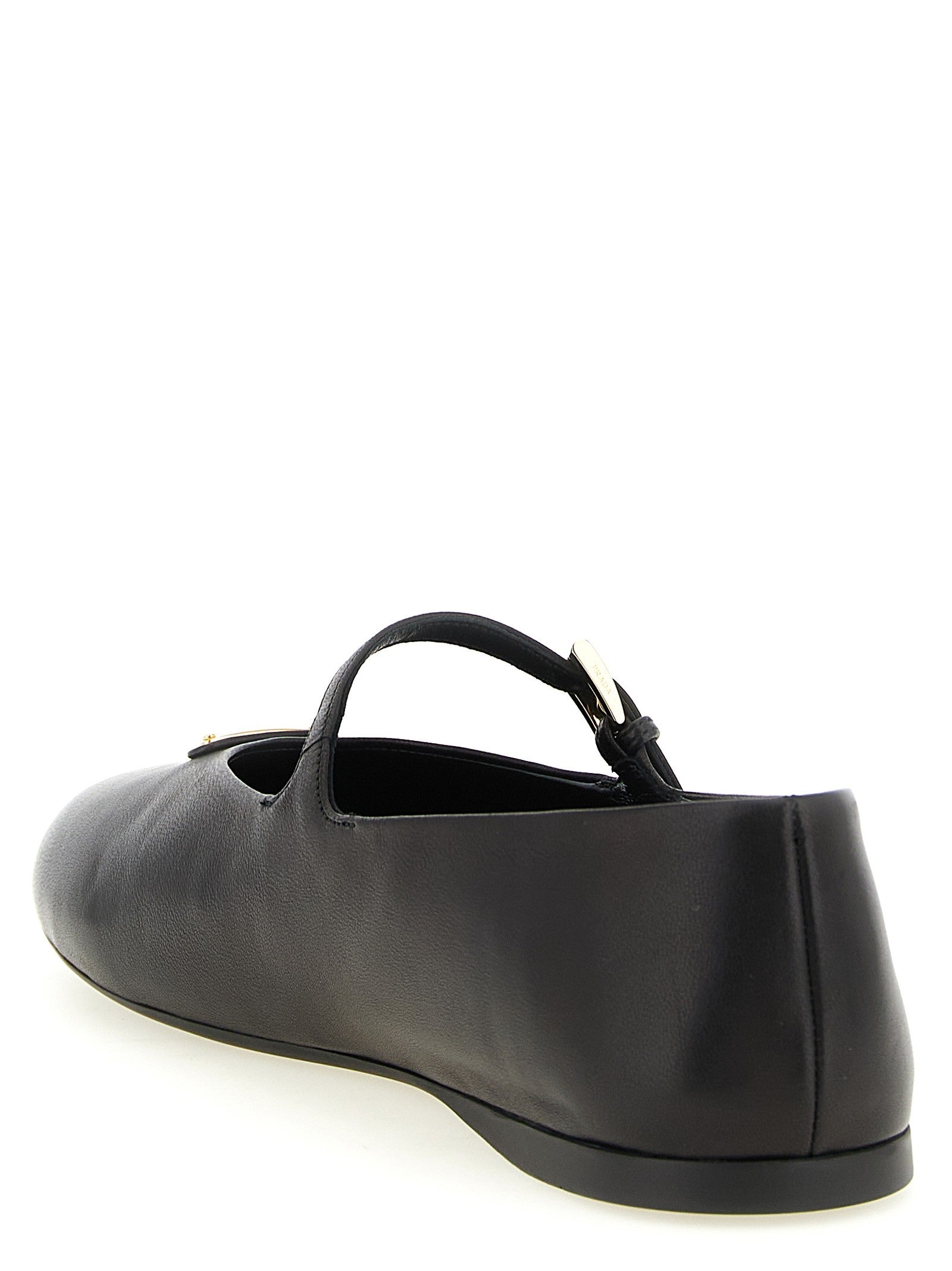 Prada Triangle Nappa Ballet Flats Black