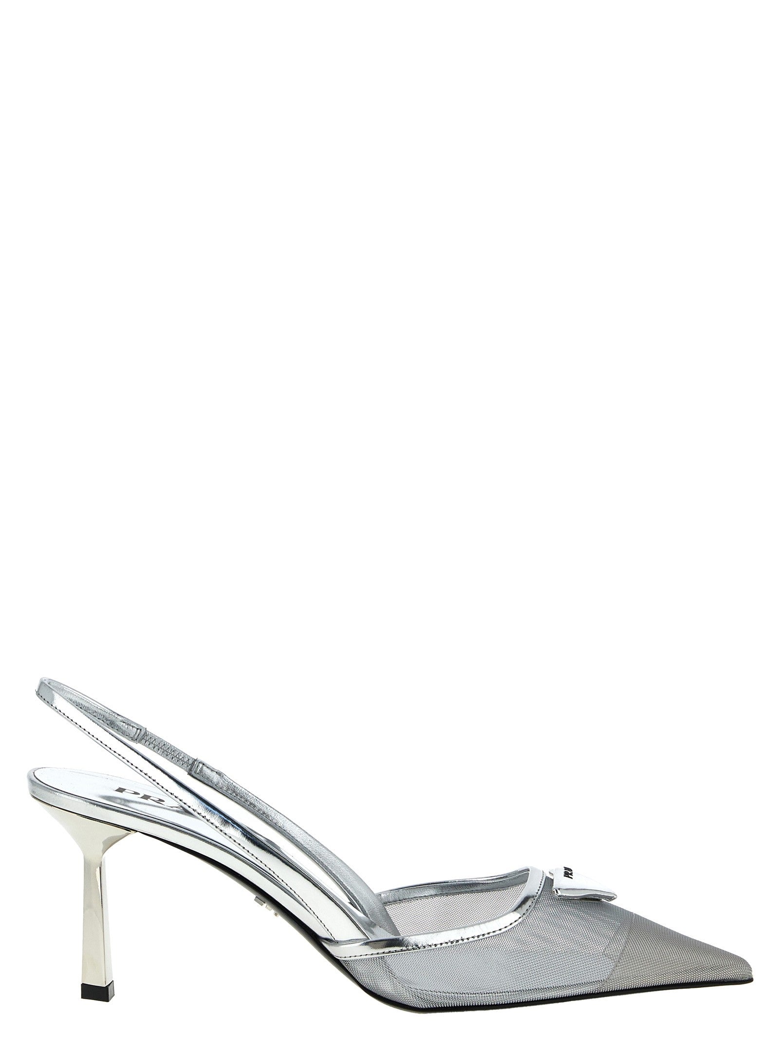 PRADA Triangle Slingback Silver