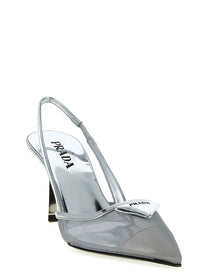 PRADA Triangle Slingback Silver