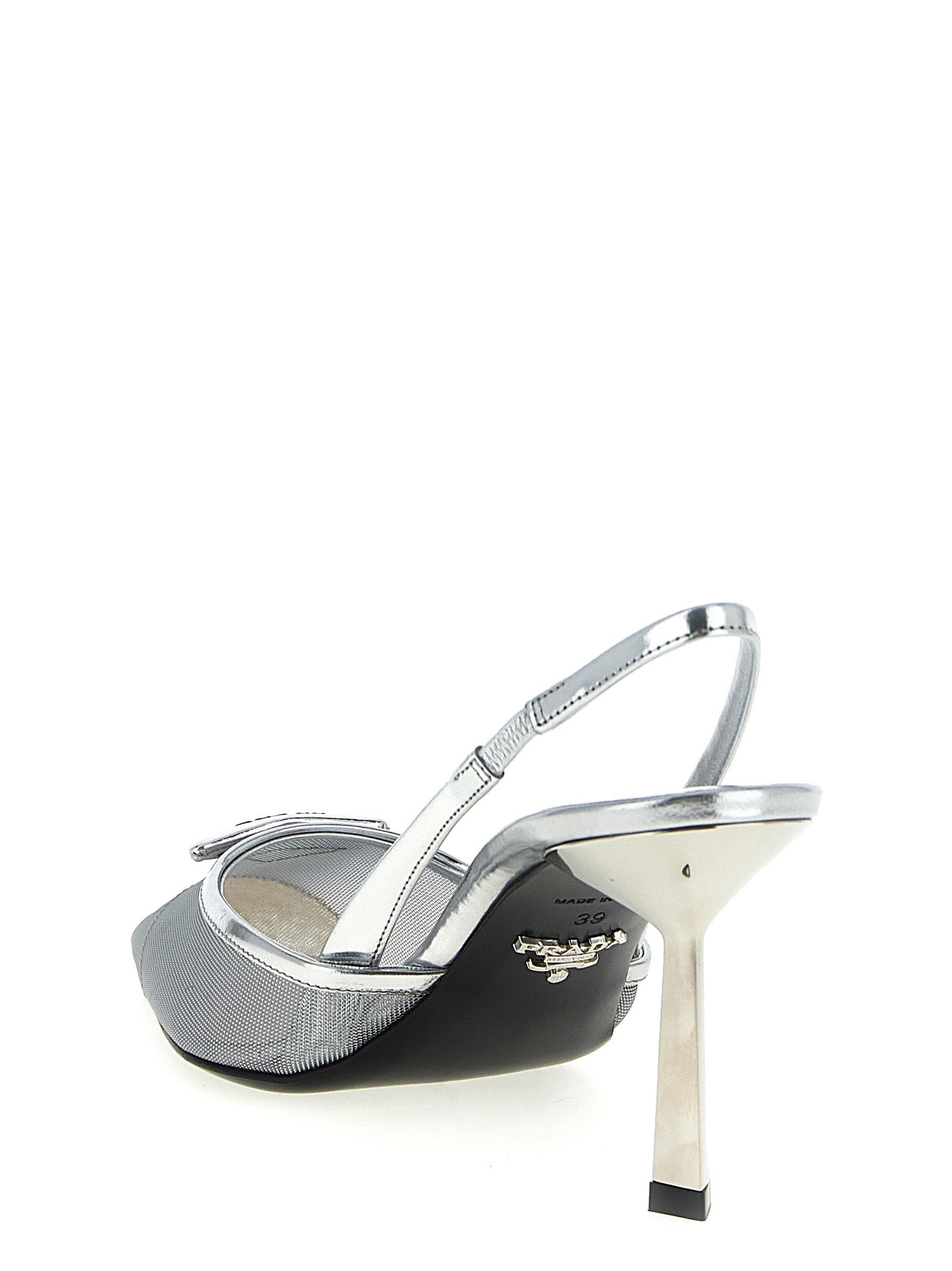PRADA Triangle Slingback Silver