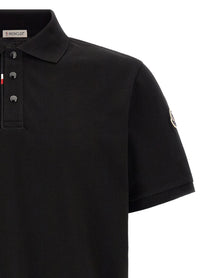 Moncler Men's Tricolor Detail Polo Shirt Black