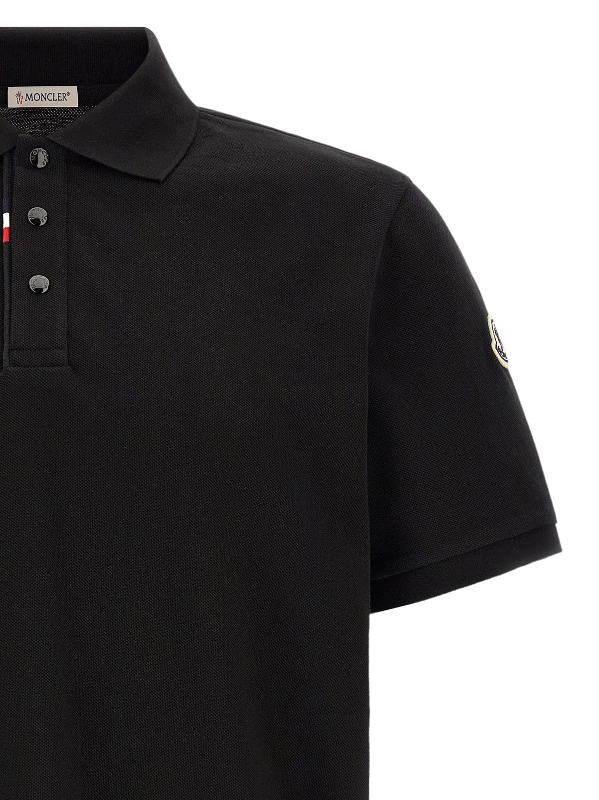 Moncler Men's Cotton Pique Polo Shirt Black, view 3