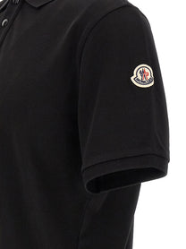 Moncler Men's Tricolor Detail Polo Shirt Black