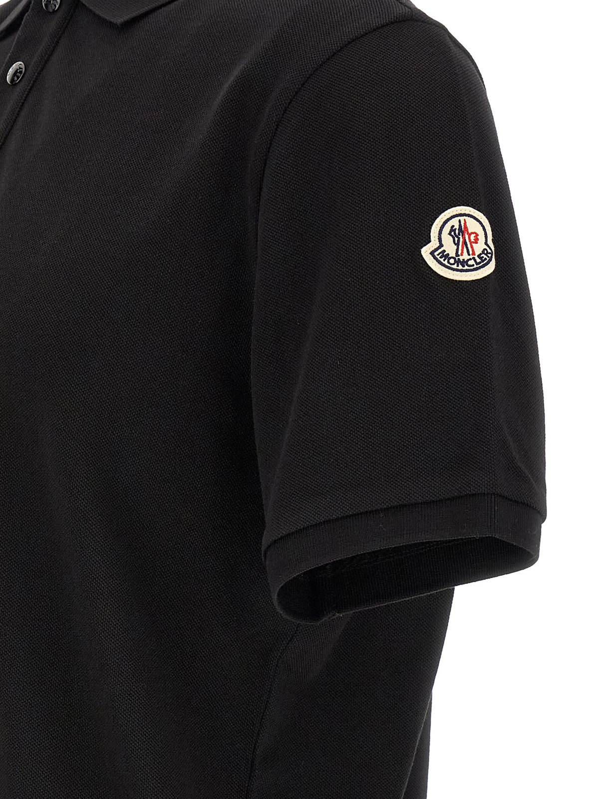 Moncler Men's Cotton Pique Polo Shirt Black, view 4
