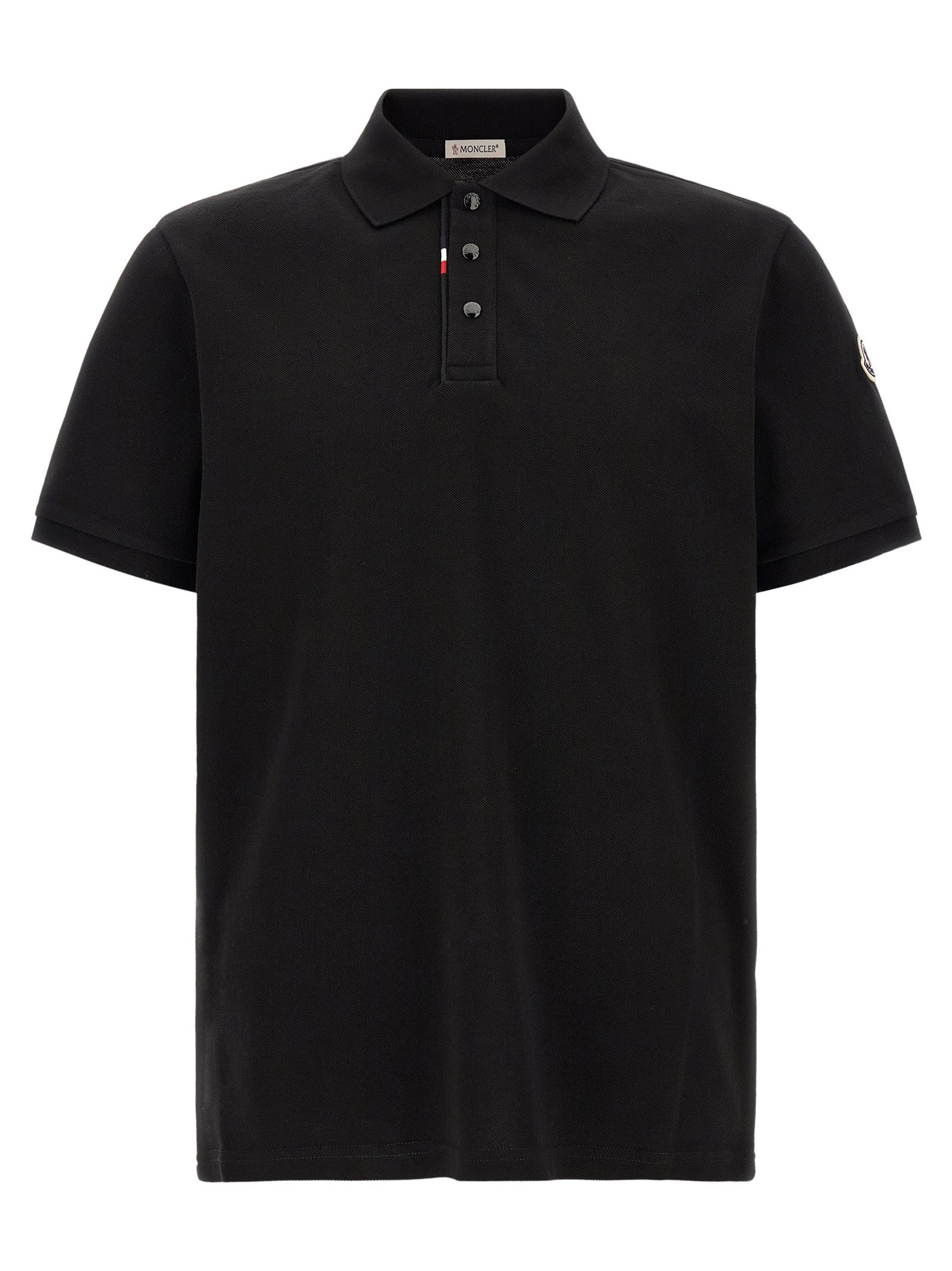 Moncler Men's Tricolor Detail Polo Shirt Black