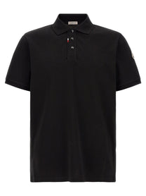 Moncler Men's Tricolor Detail Polo Shirt Black