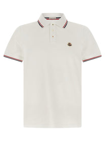 Moncler Men's Tricolor Trim Polo Shirt White