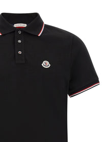 Moncler Tricolor Trim Polo Shirt Black