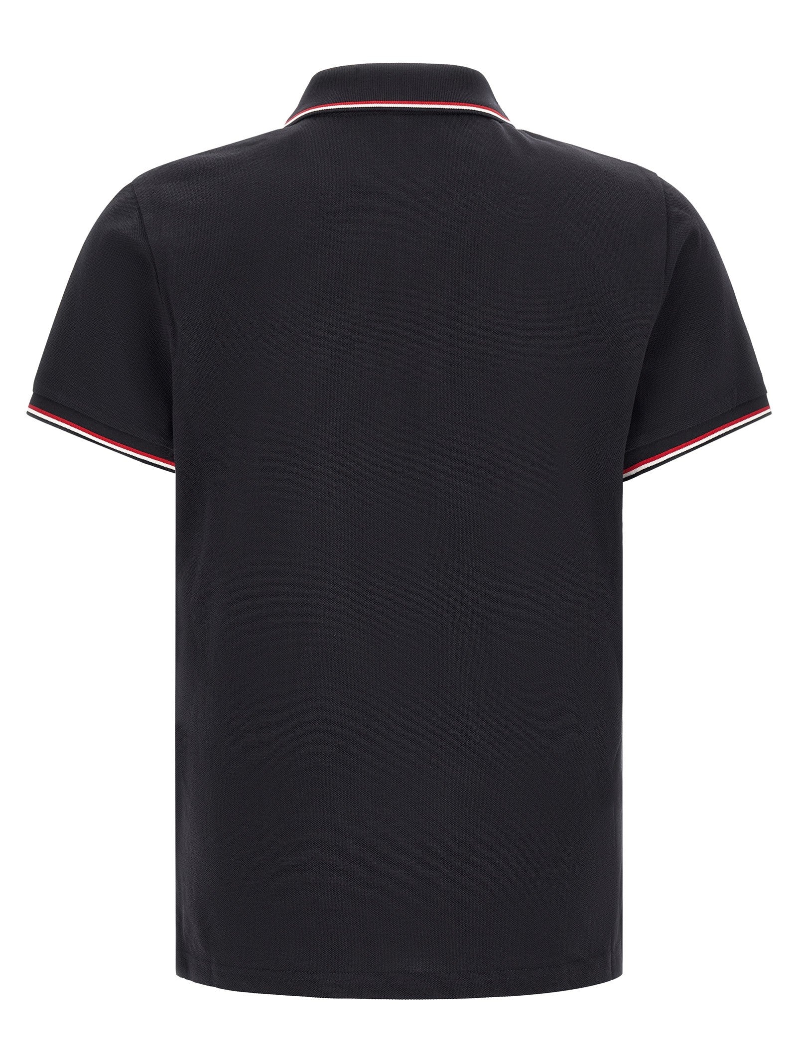 Moncler Men's Tricolor Trim Polo Shirt Blue