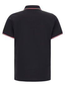 Moncler Men's Tricolor Trim Polo Shirt Blue