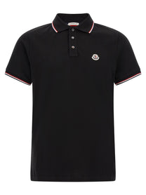 Moncler Tricolor Trim Polo Shirt Black