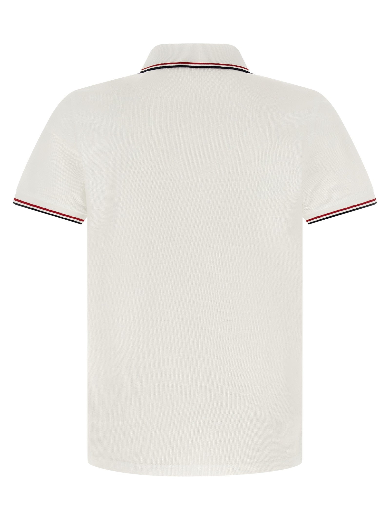Moncler Men's Tricolor Trim Polo Shirt White