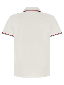 Moncler Men's Tricolor Trim Polo Shirt White