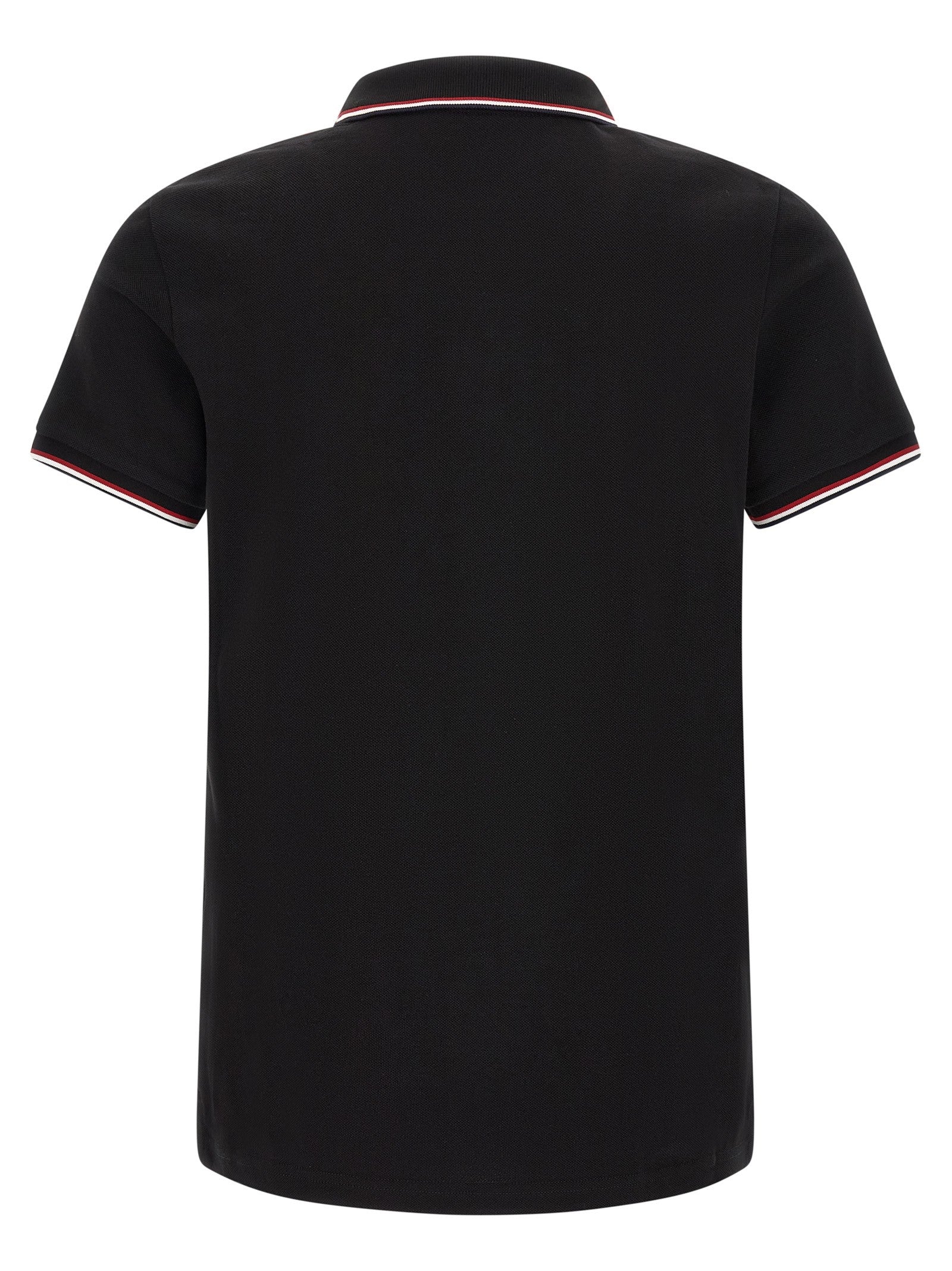 Moncler Tricolor Trim Polo Shirt Black