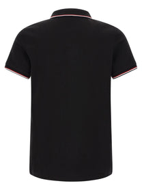 Moncler Tricolor Trim Polo Shirt Black
