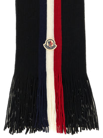 Moncler Tricolor Wool Scarf Black