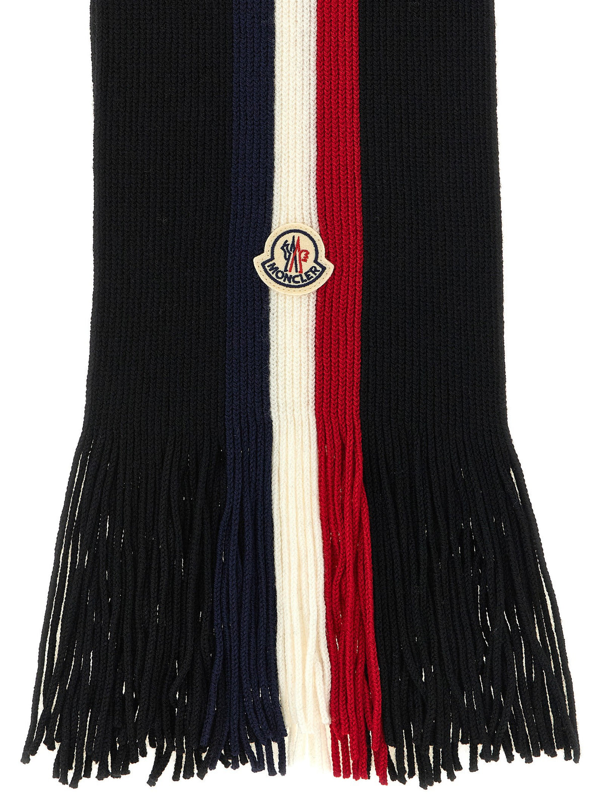 Moncler Tricolor Wool Scarf Black