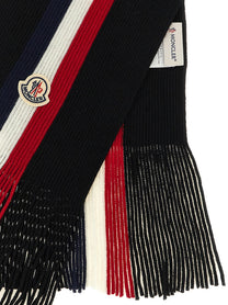 Moncler Tricolor Wool Scarf Black