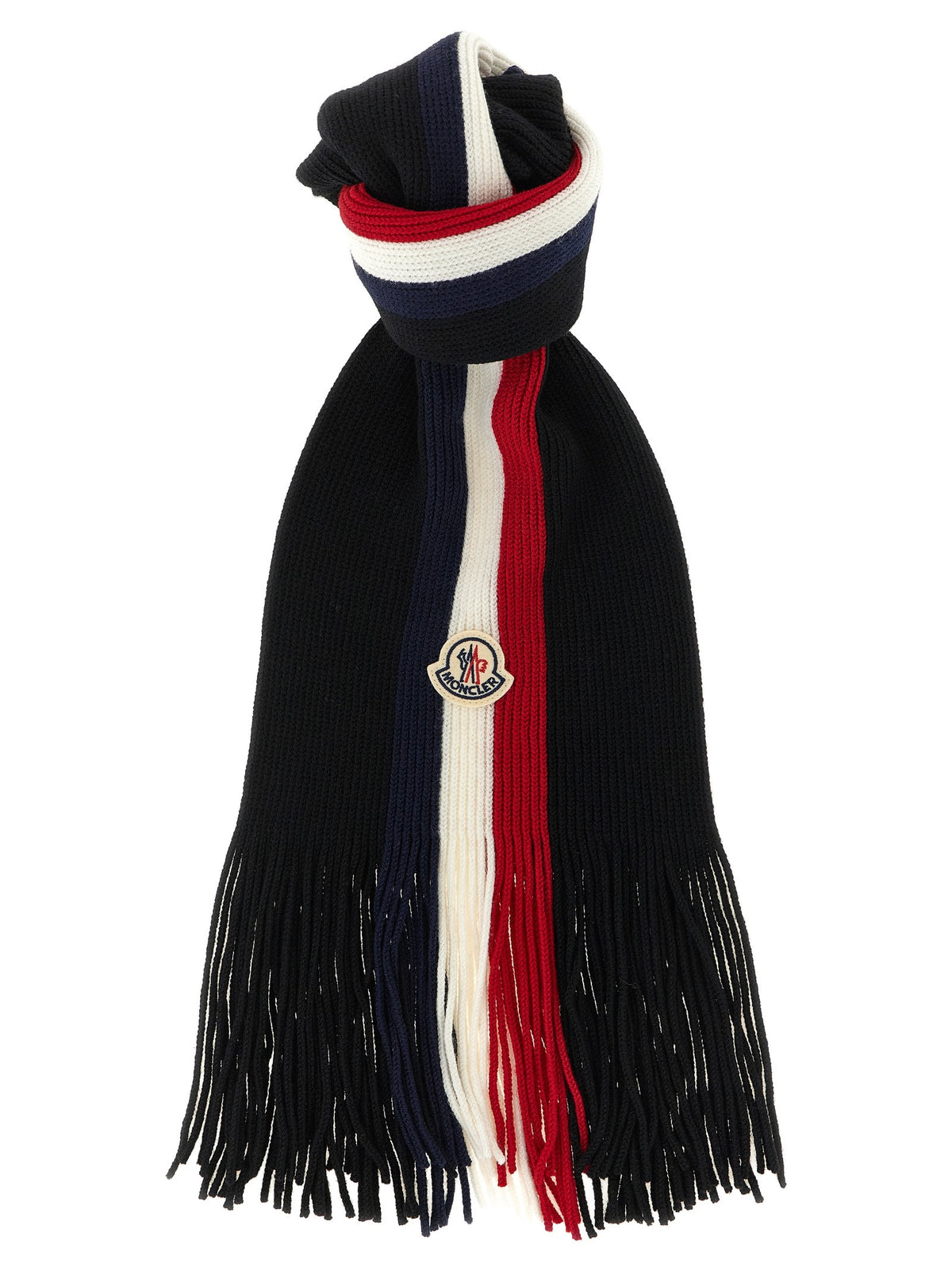 Moncler Tricolor Wool Scarf Black
