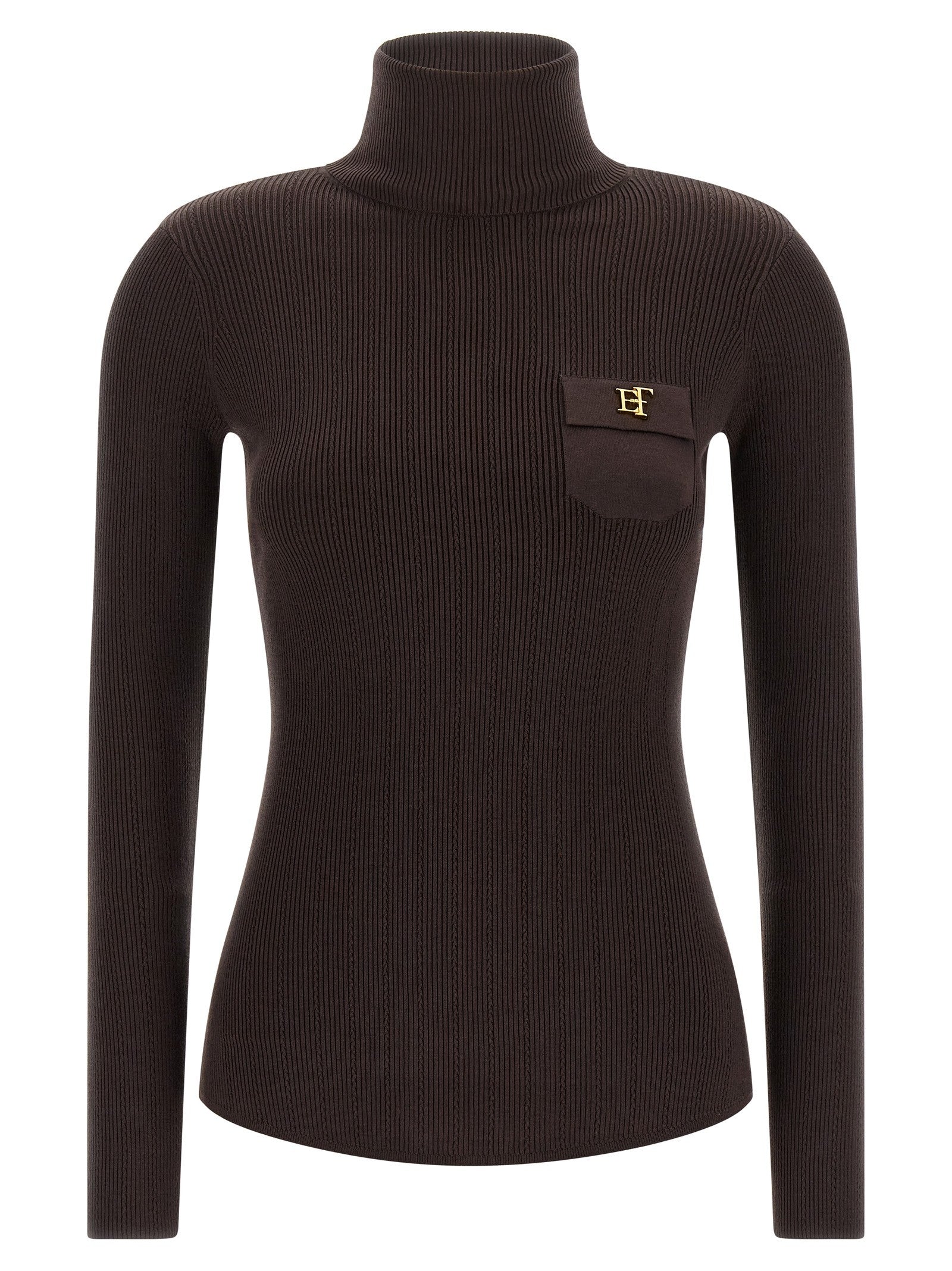 Elisabetta Franchi Tricot Turtleneck Brown