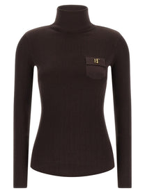 Elisabetta Franchi Tricot Turtleneck Brown