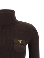 Elisabetta Franchi Tricot Turtleneck Brown, view 3