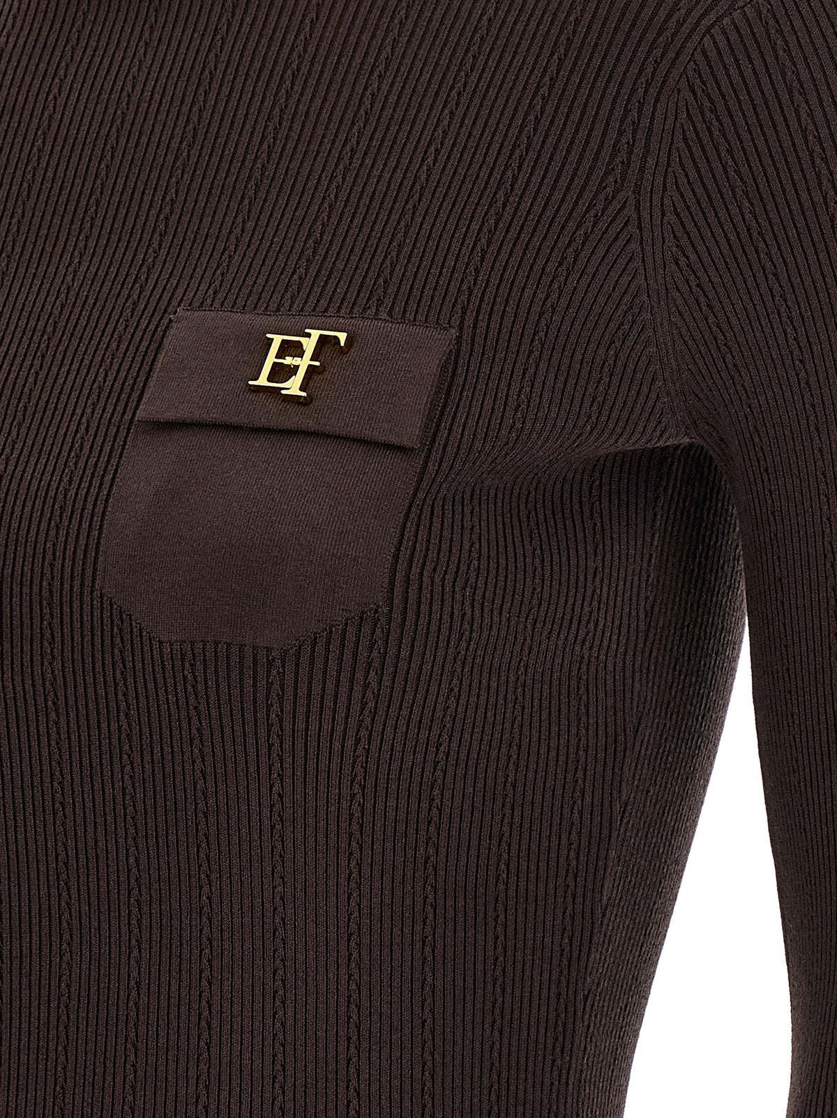 Elisabetta Franchi Tricot Turtleneck Brown, view 4