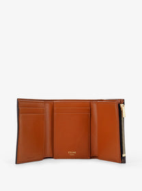Celine Women's Trifold Triomphe Coated Canvas Wallet Beige