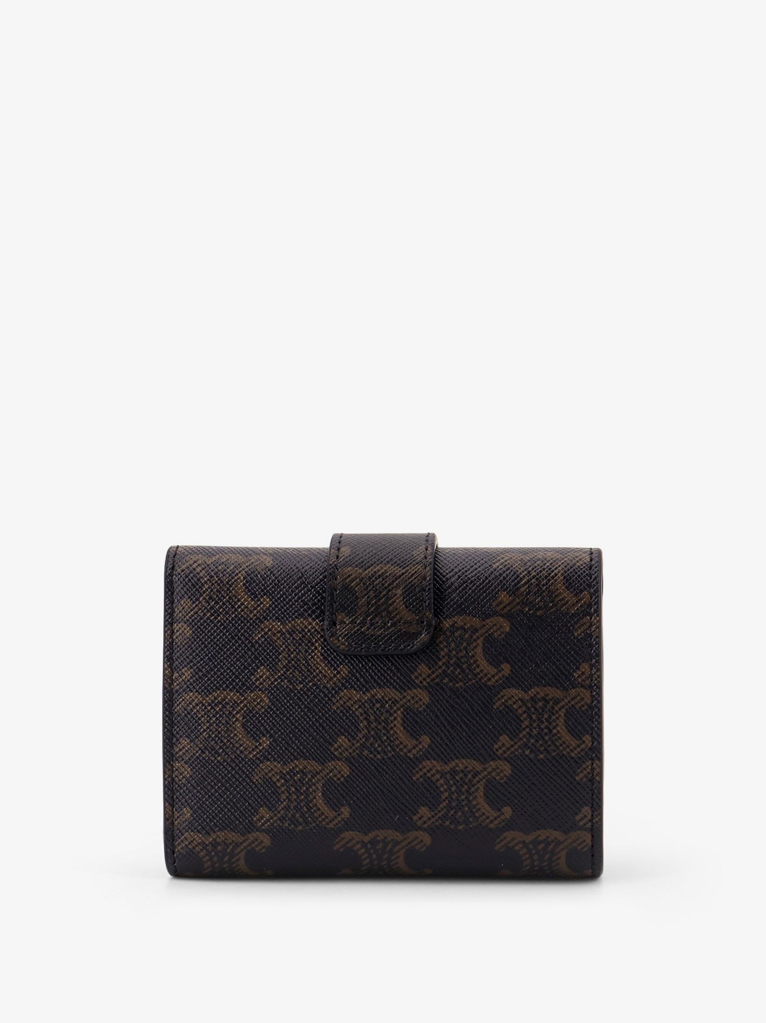 Celine Women's Trifold Triomphe Coated Canvas Wallet Beige