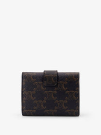 Celine Women's Trifold Triomphe Coated Canvas Wallet Beige