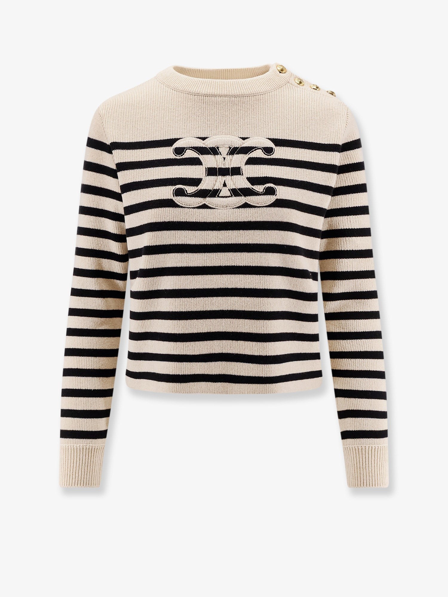 Celine Women's Triomphe Cashmere and Wool Sweater White Celine