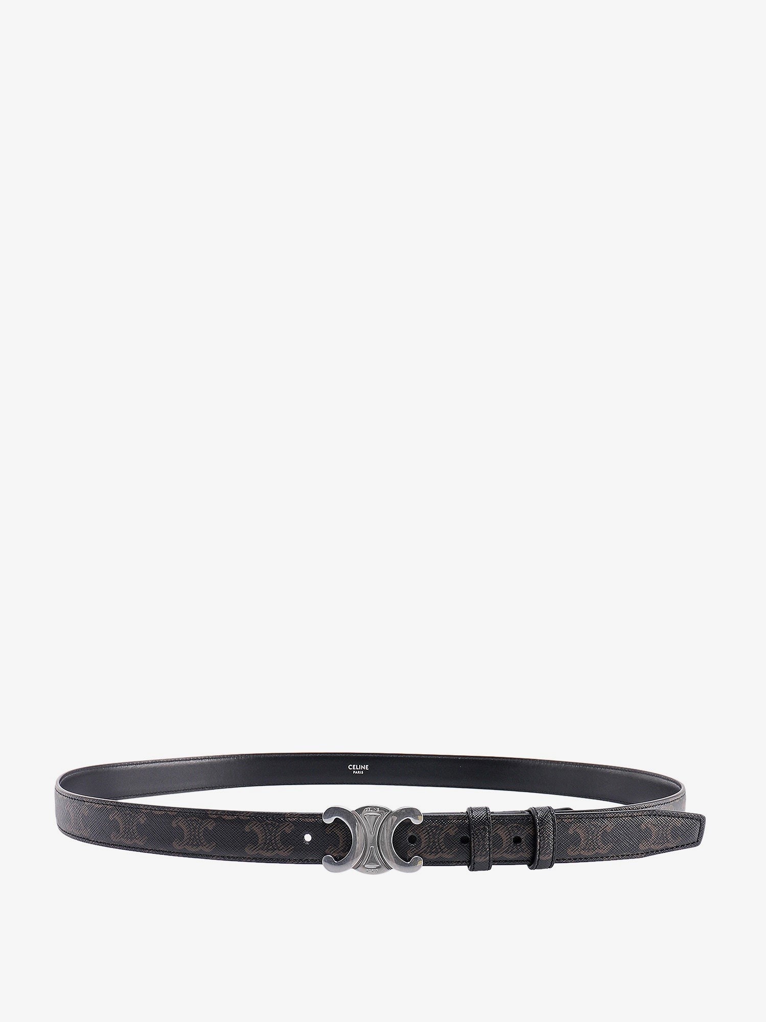 Celine Men's Triomphe Coated Canvas Belt Black