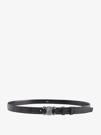 Celine Men's Triomphe Coated Canvas Belt Black