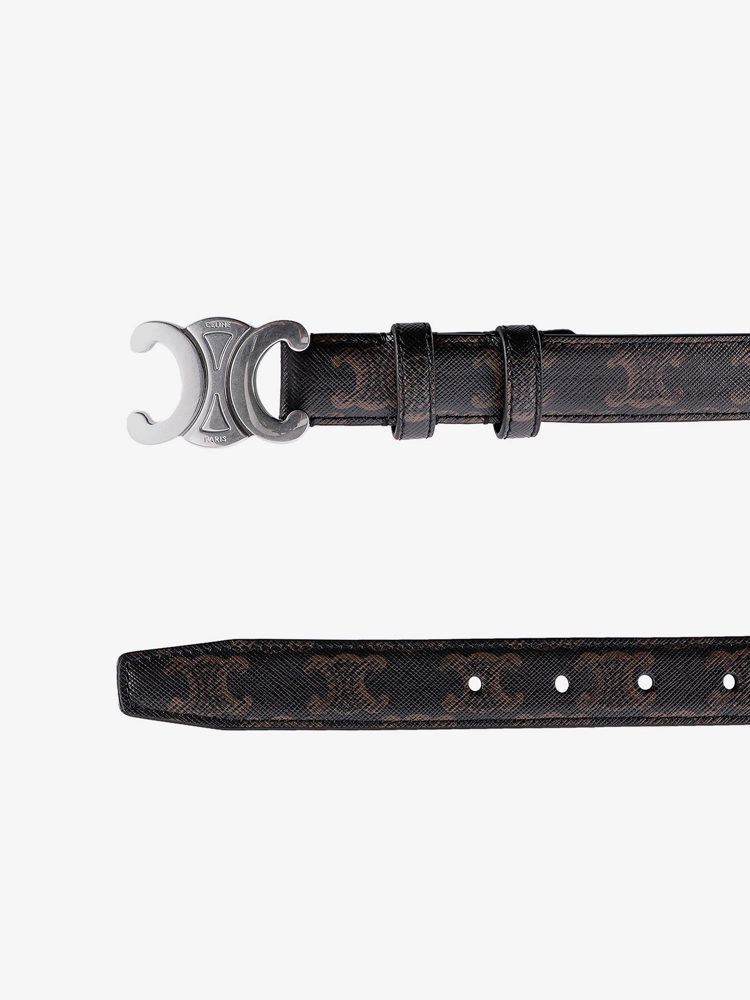 Celine Men's Triomphe Coated Canvas Belt Black