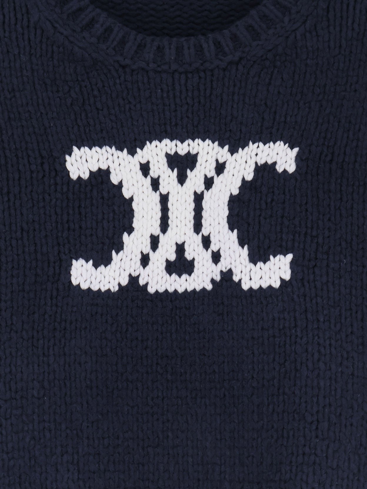 Celine Women's Triomphe Cotton Blend Sweater White