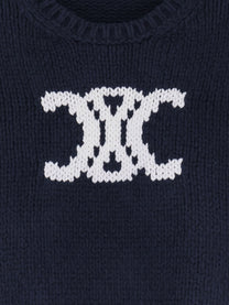 Celine Women's Triomphe Cotton Blend Sweater White