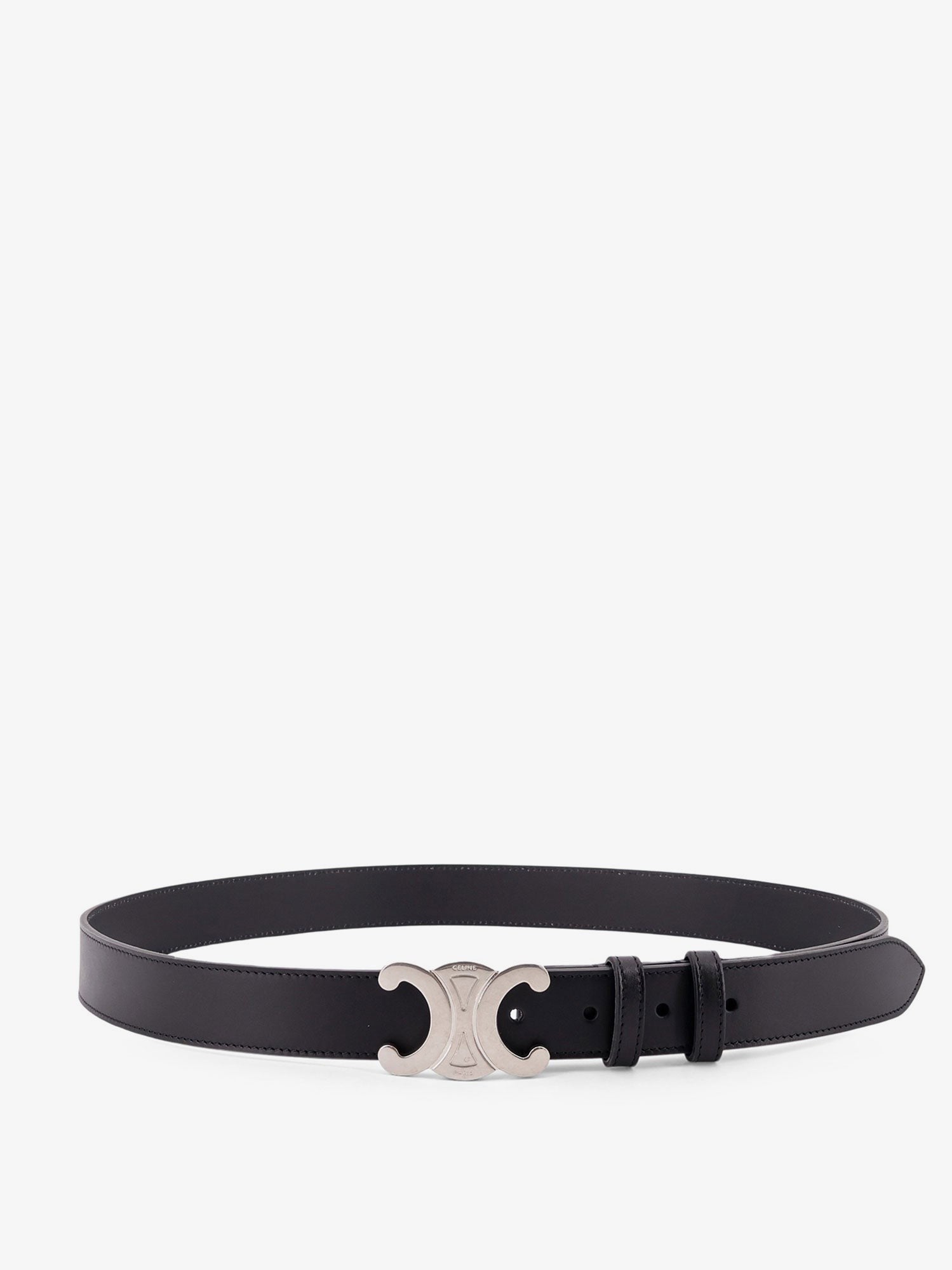Celine Men's Triomphe Leather Belt Black