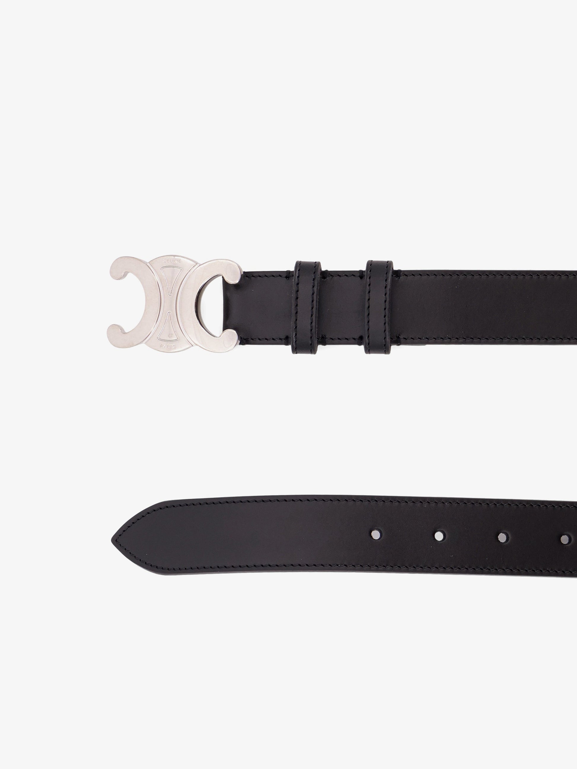 Celine Men's Triomphe Leather Belt Black