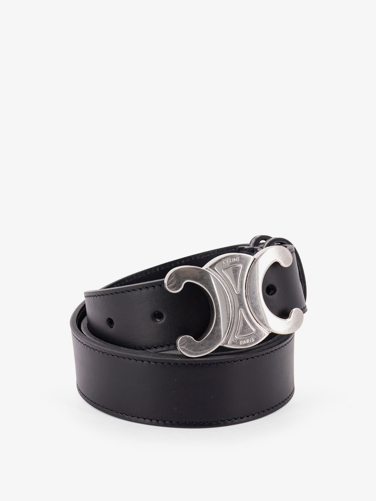 Celine Men's Triomphe Leather Belt Black
