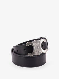 Celine Men's Triomphe Leather Belt Black