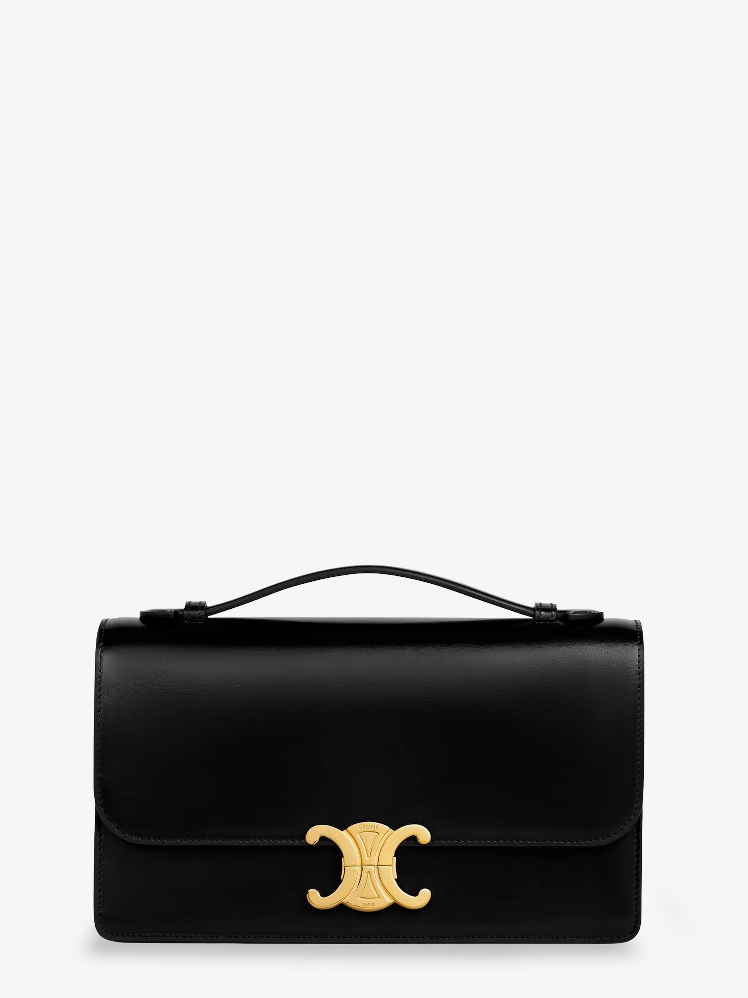 Celine Women's Triomphe Leather Crossbody Bag Black