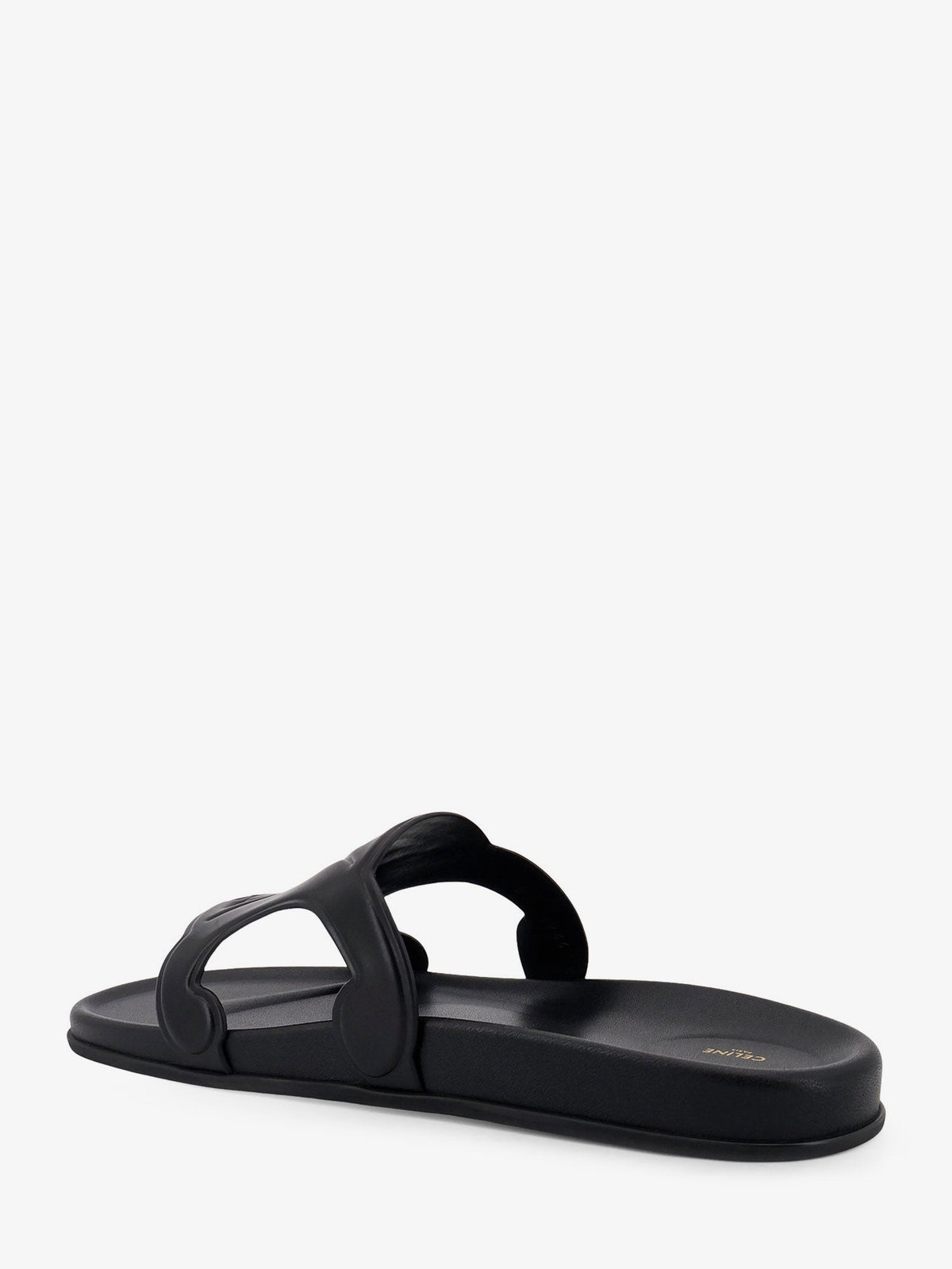 Celine Men's Triomphe Slide Leather Sandals Black, view 3