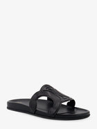 Celine Men's Triomphe Slide Leather Sandals Black, view 2