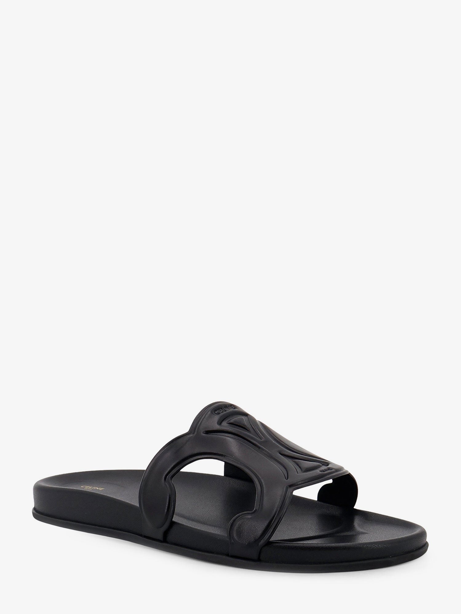 Celine Men's Triomphe Leather Sandals Black